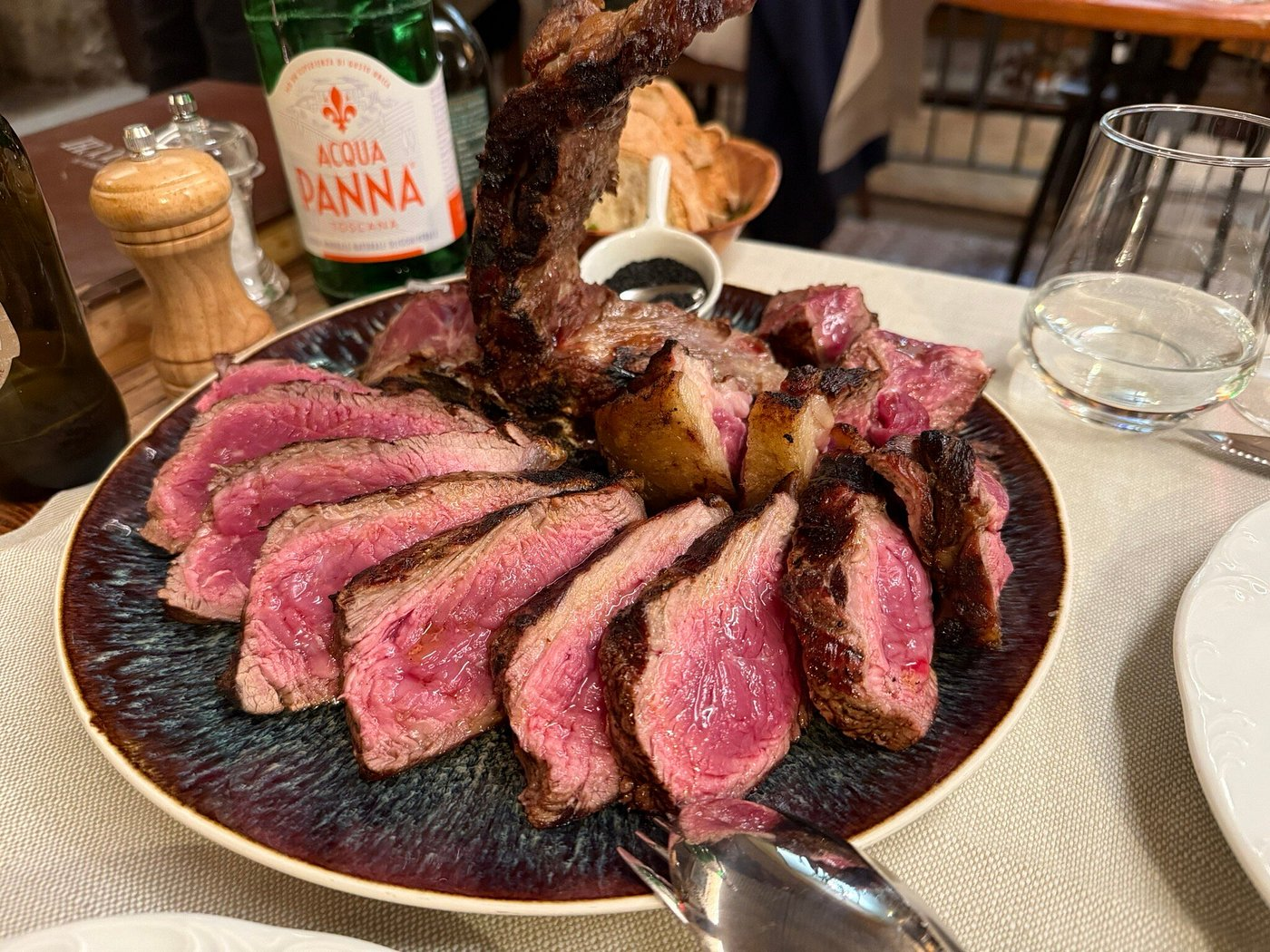 Bistecca alla Fiorentina, sliced and perfectly cooked